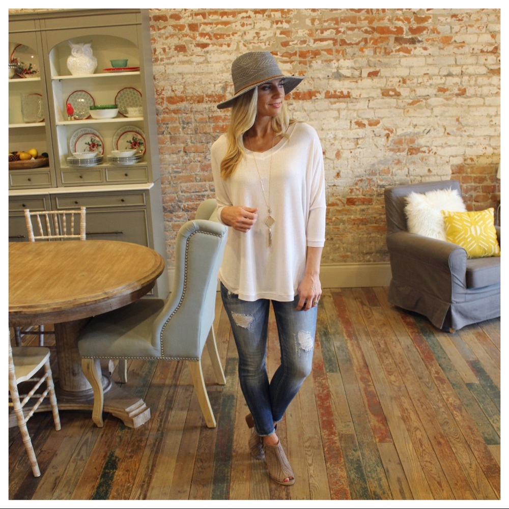 ✨LAST✨Ivory Ribbed Knit Dolman Tunic - Picture 7 of 7